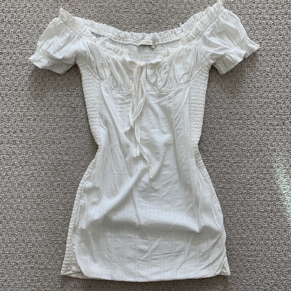 White off the shoulder mini dress